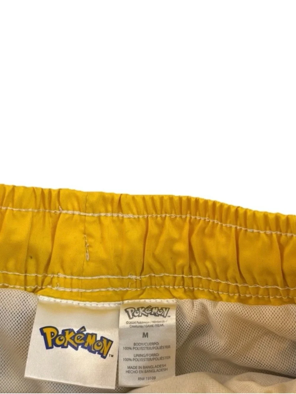 Pokémon Pikachu Boys Swim Set Size M Shirt & Swim Trunks Black Yellow Cartoon